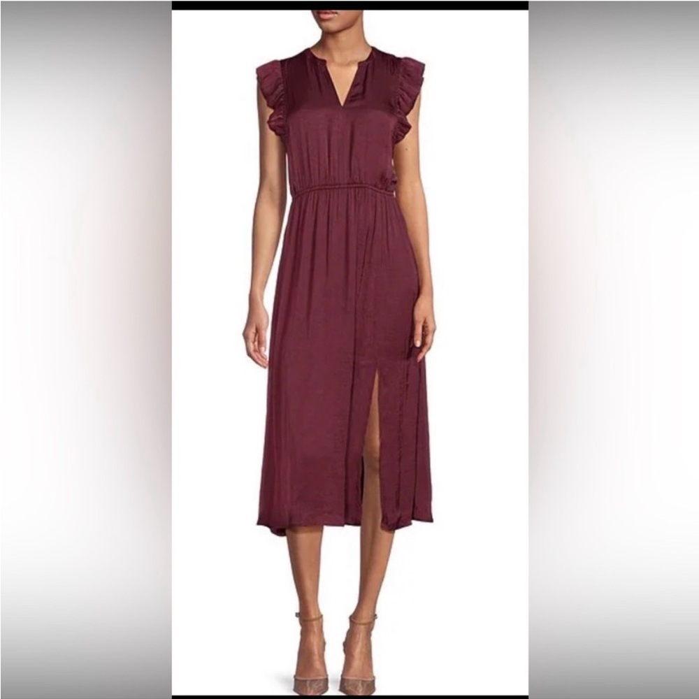 NWOT Steve Madden Women’s US Size L Allegra Midi Dress in Berry Plum - Picture 2 of 7